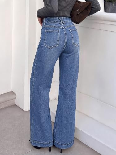 KIRUNDO Wide Leg Jeans for Women High Waisted Denim Pants