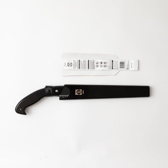 Saboten Japanese Pruning Saw 9.4 in (240mm) – Fluorine-Coated High-Carbon Steel Blade, 7.5mm Tooth Pitch, Smooth Pull Cuts, Wooden Handle, Wood Sheath Included, Made in Japan