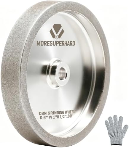 CBN Grinding Wheel 6 Inch 180 Grit, 1" Wide, 1/2" Arbor, for HSS Tools, Lathe Chisels & Woodturning Tools, Fits 6-Inch Bench Grinders(180 Grit)