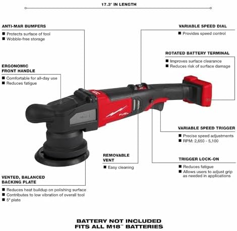 2684-20 Cordless Polisher for Milwaukee M18 FUEL 18V 15mm Random Orbital Polisher - Bare Tool