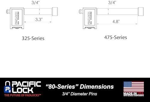 PACLOCK's 80-Series Trailer Hitch Lock, UCS, 325" Pin, High Performance 6-Pin Cylinder, Keyed Differently w/ 2 Keys, Silver