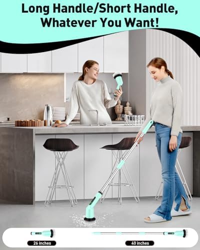 Electric Spin Scrubber for Bathroom, Shower Scrubber with Long Handle
