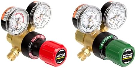 Regulator Set for Victor G150 Welding & Cutting Torches – Oxygen CGA-540 (0781-4241) & Acetylene CGA-200 (0781-4240) – A Size Hose Connections (3/8"-24)