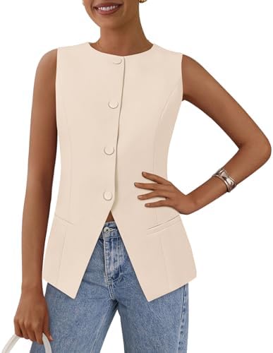 PRETTYGARDEN Women Tailored Suit Vest Business Casual Tops