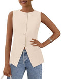 PRETTYGARDEN Women Tailored Suit Vest Business Casual Tops