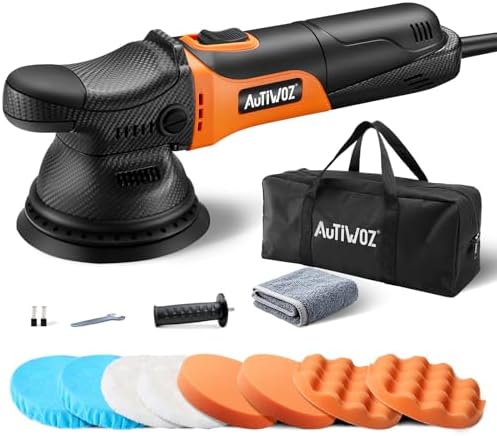 AUTIWOZ 5 Inch DA Polisher for Car Detailing, 9mm Random Orbital Polisher Buffer, 6 Speeds 2000-6200RPM, 630W Auto Polishing Machine for Car Polishing, Waxing, Sanding, W01