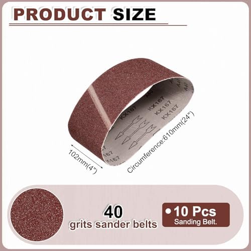 HARFINGTON 4 x 24 Inch Sanding Belts, 10 Pcs 40 Grits Aluminum Oxide