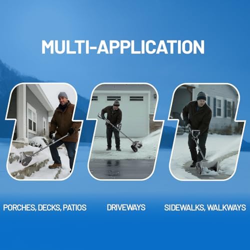 Litheli 20V Cordless Snow Shovel, 12'' Brushless Electric Snow Blower with 4Ah Batteries Included, Lightweight Battery-Powered Snow Thrower for Driveway & Sidewalk