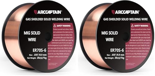 ARCCAPTAIN Mig Welding Wire, Mig Wire ER70S-6 2Lbs Gas Solid Carbon Steel Low Splatter Mig Welding Wire Compatible With Lincoln Miller Forney Harbor Welder 1KG (0.035" 2Lb) (Pack of 2)