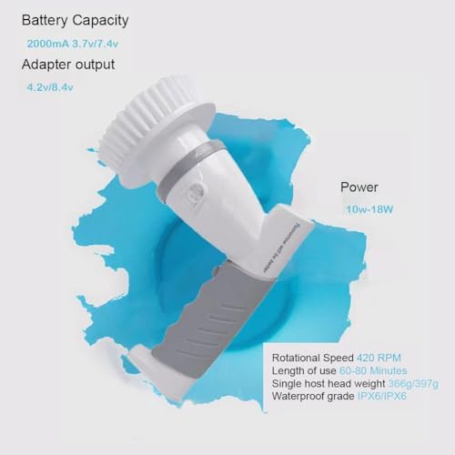 Electric Spin Scrubber Power Spin Brush for Cleaning,Rechargeable Cleaning Brush for Bathroom/Tub/Tile/Floor/Sink/Window Cordless Shower Scrubber with 4 Replaceable Cleaning Brush Heads, Classic Grey