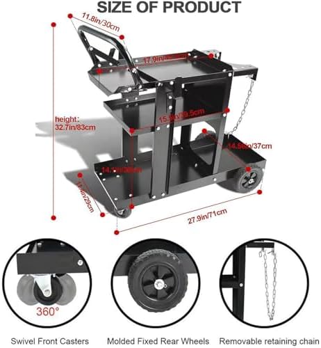 Welding Carts for Mig Welder Cart On Wheels Plasma Cutter Cart Mig Welding Cart with 400 Lbs Weight Capacity and 360° Swivel Wheels