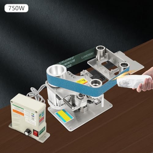 Belt Sander, 2 x 36 Inch Variable Speed Bench Grinder, 750W Belt Polisher, Adjustable Knife Making Polishing Grinding Machine with 2PCS Sanding Belts for Metalworking Sharpening Grinding