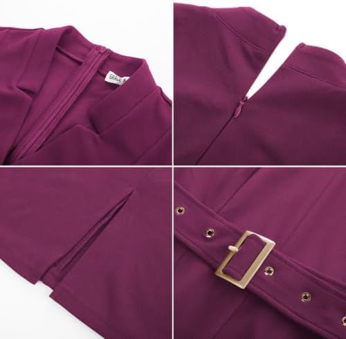 GRACE KARIN Women's Work Dress 3/4 Sleeve V Neck Bodycon Dress with Belt