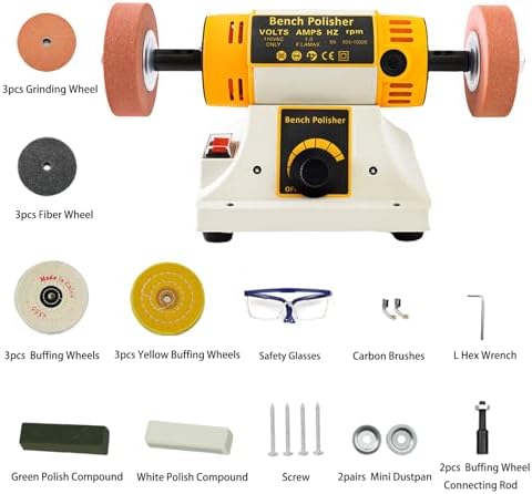 Jewelry Bench Polisher, Variable Speed Buffer for Metal, Wood & Jade