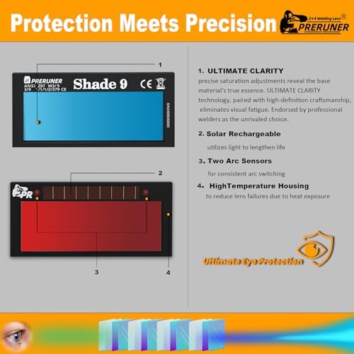 Core Series Red Shade 13 Auto Darkening Welding Lens 2"x4 1/4"