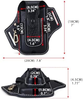 Leather Cell Phone Holster Case Multitool Sheath Flashlight Belt Pen Holder