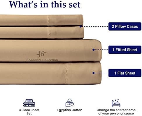 JS Sanders Collection Split Head Sheet Set Cal. King Size,Taupe