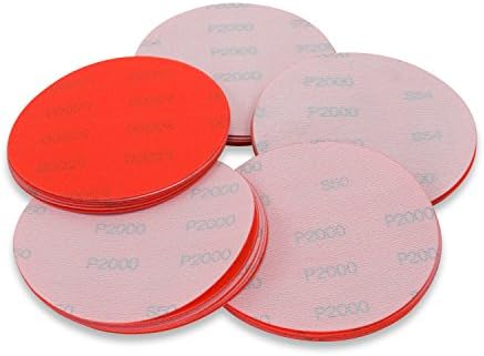 Red Label Abrasives 6 Inch 2000 Grit High Performance Hook and Loop Wet/Dry Auto Body Film Sanding Discs, 50 Pack