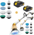 Qimedo Q2 Pro Electric Spin Scrubber, 1500 RPM High Power Cordless Shower Cleaner with Display & Effortless Handle, 16 Replacement Brush Heads Compatible with Qimedo, Leebein, Keimi, Alloyman, YKYI