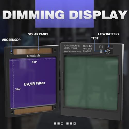 Auto-Darkening Welding Helmet, LED Light, Shade 4/5-9/9-13