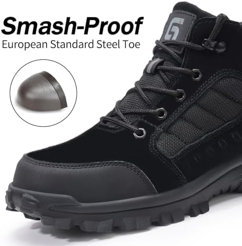 GUSAYEX Steel Toe Boots for Men Puncture Resistant Work Boots