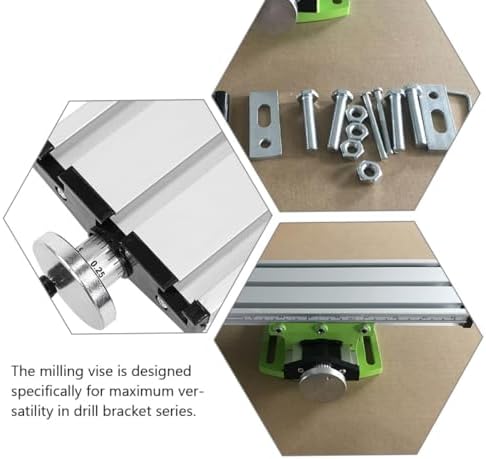 Alipis Mini Milling Machine Vise Bench Clamp Worktable with 2-direction Adjustable Cross Slide, Compatible with Drill Press, 12.2 X 3.54 Inch Portable Precision Workholding Device