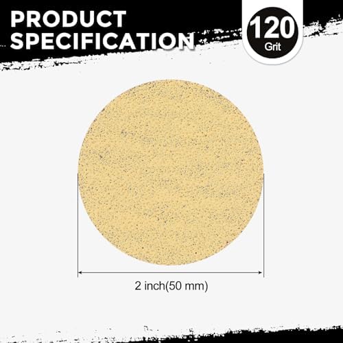 50Pcs Sanding Discs 2In 120Grit Hook and Loop Sandpapers Yellow