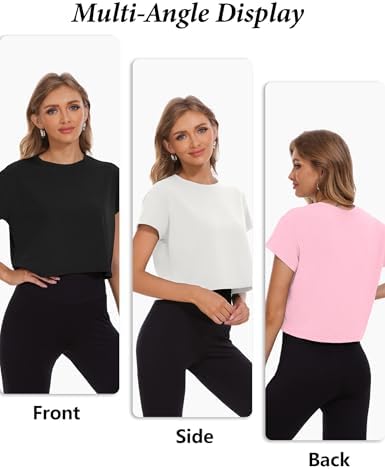 Dalavch 4/6 Pack Women's Crop Top Short Sleeve Athletic Workout Loose Fit