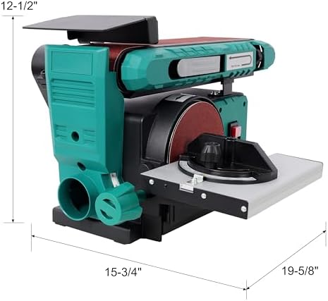 4" x 36" Belt 6" Disc Sander Combo, 120V/60Hz Bench Sander, Adjustable 0–90° Tilt & 0–45° Bevel Table, Belt Grinder Polisher Grinding Machine for Metal, Woodworking and DIY (Green)