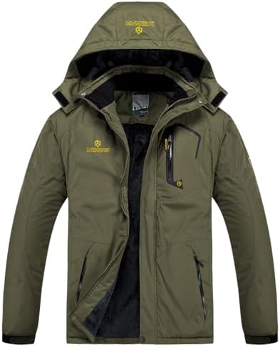 Men's Winter Ski Jacket Warm Fleece Waterproof Outdoor Mountain Hiking Windbreaker Hooded Snow Rain Coat