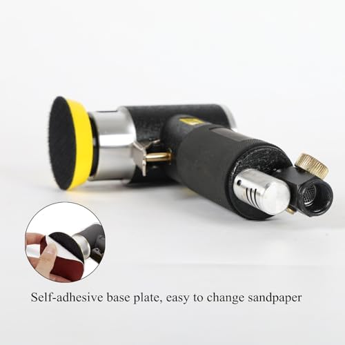 2" & 3" Mini Air Random Orbital Sander, Professional Pneumatic Palm Sander with M6 Thread Plate, Hook and Loop Sanding Pads, High Speed 15000 RPM Buffing & Polishing Kit for Auto Body, Spot Repair
