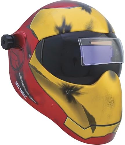 Save Phace Auto Darkening Welding Helmet Ironman EFP I Series - Ear to Ear vision Welder Hood Grinding Mask with External 2 x 4 Inch Adjustable ADF for SMAC/MIG/TIG/SPOT - 2 Sensors Solar Powered