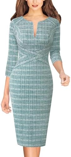 VFSHOW Womens Work Business Office Zipper Up Slim Bodycon Sheath Dress