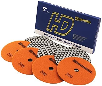 Dry Diamond Polishing Pads - 8pcs 5 inch #200 Sanding Pads Kit for Granite Marble Ceramic Used on Angle Grinder or Polisher…