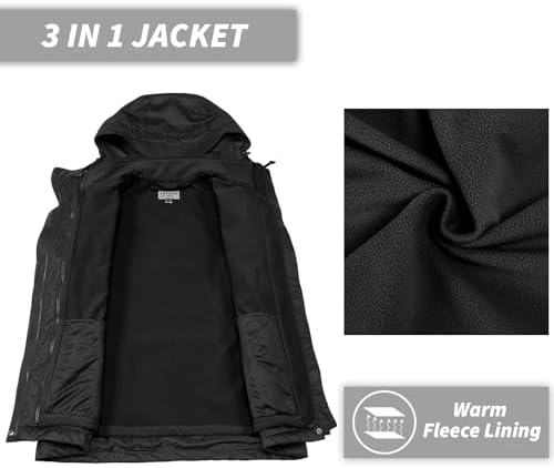 33,000ft Women's 3 in 1 Hooded Rain Jacket Waterproof Softshell Ski Coat