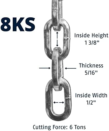 ABUS Hardened Steel 8KS 6 Foot x 5/16" Thick Square Security Chain