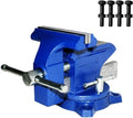 Bench Vise 4.5 Inch Jaw Width 3.3 Inch Jaw Opening Home Vise - Secure Grip with 240° Swivel Base Home Vise Rotation Base - Assembled with a Combination of Heavy Duty Cast Iron and Steel - Blue