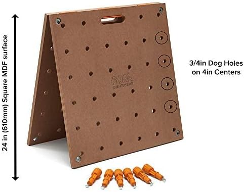 Bora Centipede Workbench Table Top For Bora Centipede Work Stand Saw Horses - 24" x 48" - Includes Wood Top with 3/4" Dog Holes + 6 Quick-Twist Lock Handles for Portable, Temporary Work Bench, CK22T