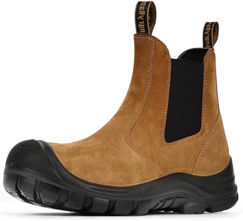 ANGRYRAM Slip on Steel Toe Work Boots for Men Waterproof Safety Shoes