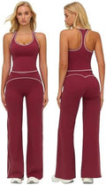 ABOCIW Two Piece Workout Sets for Women Racerback Tank Top Matching High Waist Wide Leg Yoga Pants Pilates Outfits