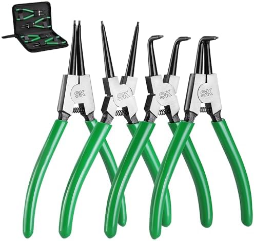 SK 4-Piece Snap Ring Pliers Set, 7-Inch Internal/External Circlip Pliers