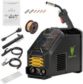 145A MIG Welder, Flux Core MIG/Lift TIG/Stick 3 In 1 MIG Welder With Smart LED Display 110/220V Dual Voltage Inverter Welder, 45° Beveled, Ideal For Beginner