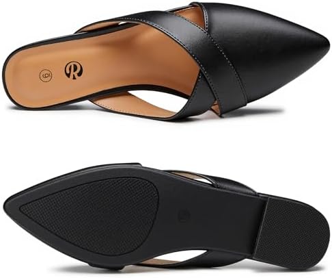 Rekayla Women's Mules Closed Pointed Toe Flats Backless Loafers Shoes for Women