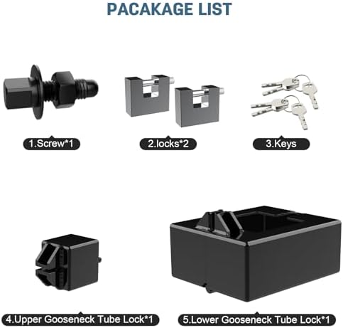 Gooseneck Trailer Lock Set Compatible with Most 7-in Floor Plate Connectors