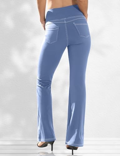 VOOVEEYA Women's Bootcut Leggings - Bootleg Yoga Pants Flare with 4 Pockets