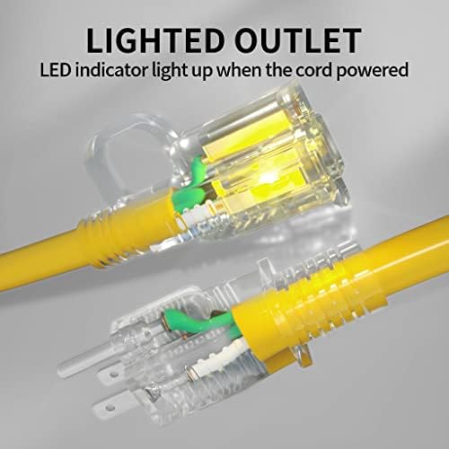 POWGRN 250 FT 12/3 Outdoor Extension Cord Waterproof Heavy Duty Power Cord