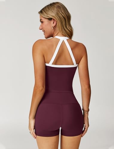 QBGJTD Two Piece Workout Sets For Women Tank Top Matching High Waist Booty Lifting Shorts Gym Yoga Active Wear Outfits
