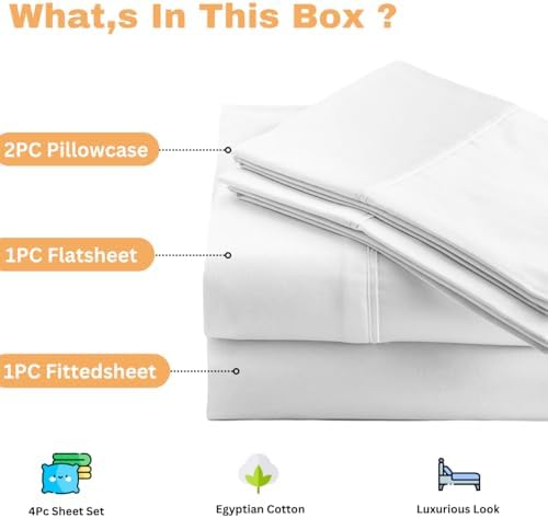 Sanders Collection Inc SCI Top Split Flex Sheet Set for Adjustable Bed 30" Split Head California King Size 800 Thread Count 100% Egyptian Cotton 4 Piece Set fits up to 16 Inch Deep Pocket (White)