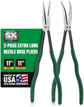 SK Tools USA 2-Piece Long Needle Nose Pliers Set, 11'' Long Nose Pliers