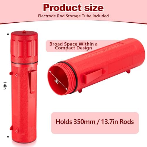 Zonon 4 Pcs Welding Rod Storage Tube 14 Inch Tig Rod Holder, Red